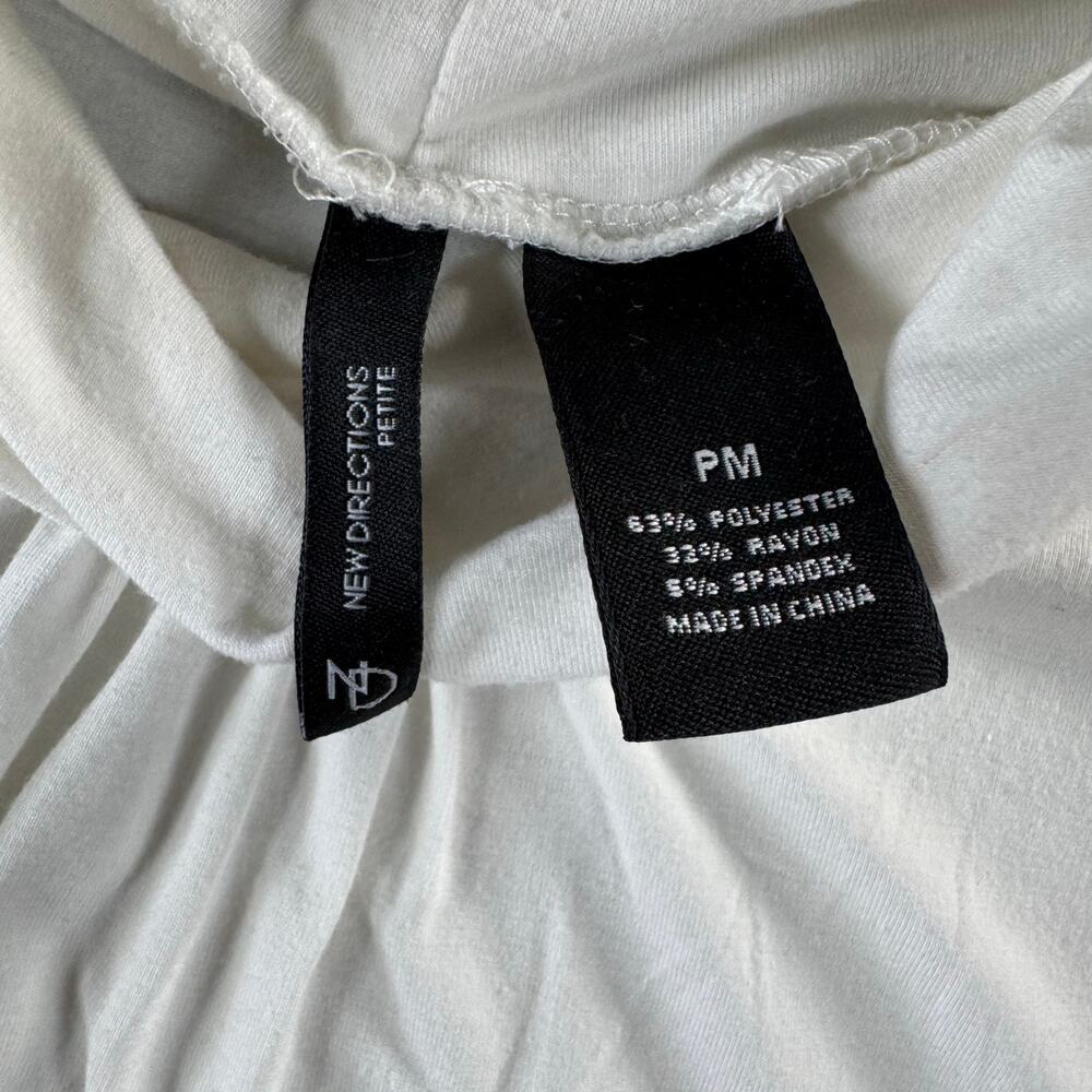 New Directions Petite White Mock Neck Puff Sleeve Top PM - Picture 3 of 10